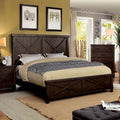 King Bedroom Bed HB Transitional 1pc Solid Style Dark Bed Rustic Size Eastern Style Plank Furniture Walnut FB Wood