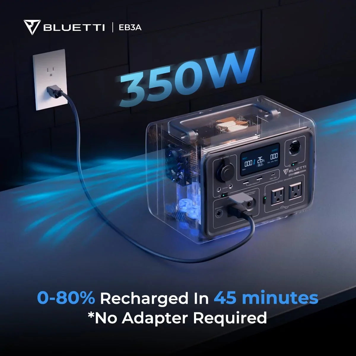 Portable Station EB3A Generator, for W/Carry Camping, Emergency Home Power Solar BLUETTI Bag,600W Generator, Use, 268Wh LiFePO4