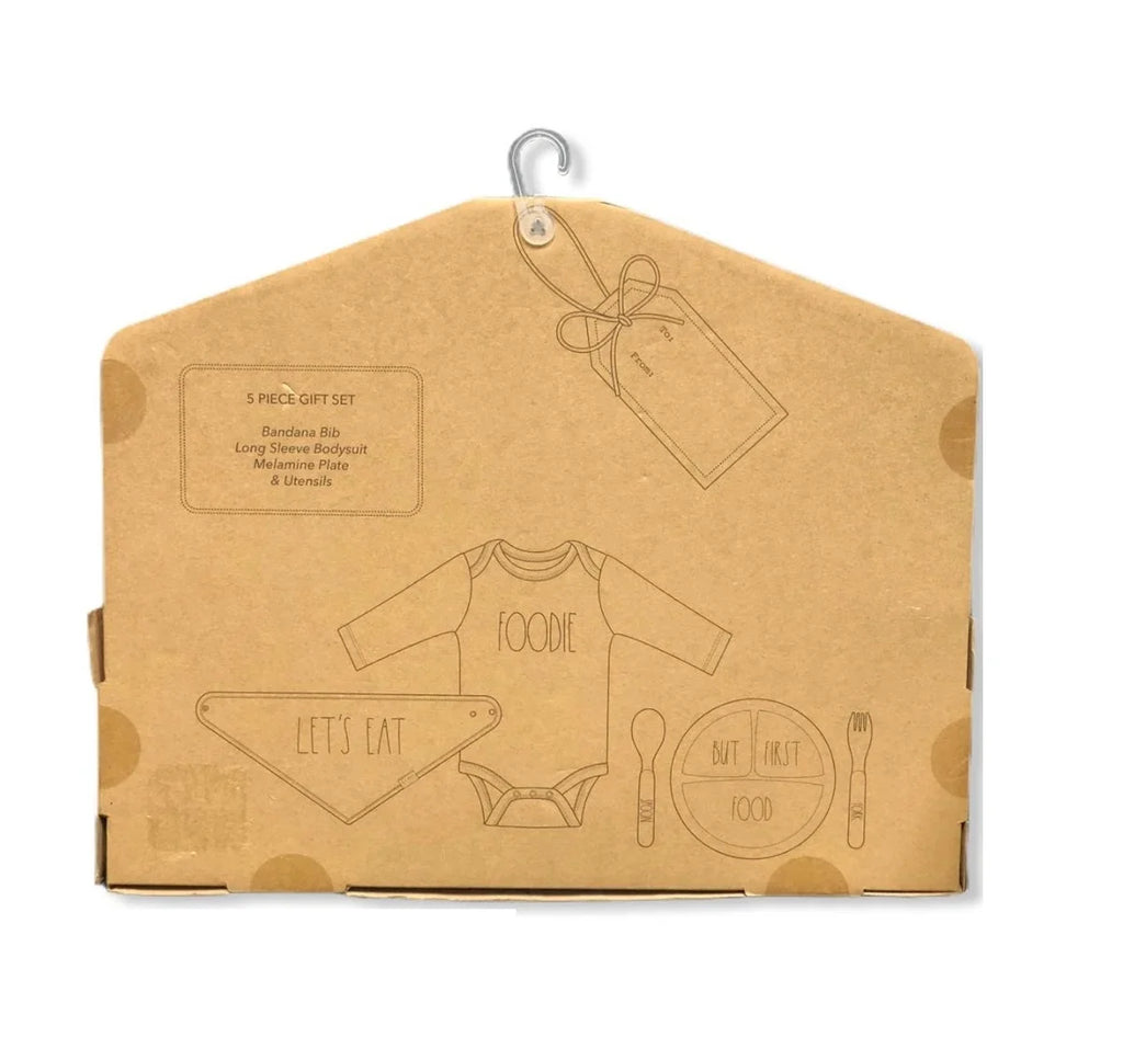 Plate Dunn 5 (0-3 Bib Bodysuit Set: Foodie Utensils Rae Gift Baby Months) Piece