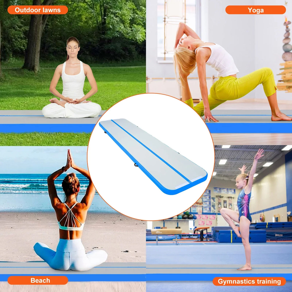 Training Mat Inflatable SKYSHALO Fitness Pump Cushion Air Vibrating 13ft with Gymnastics