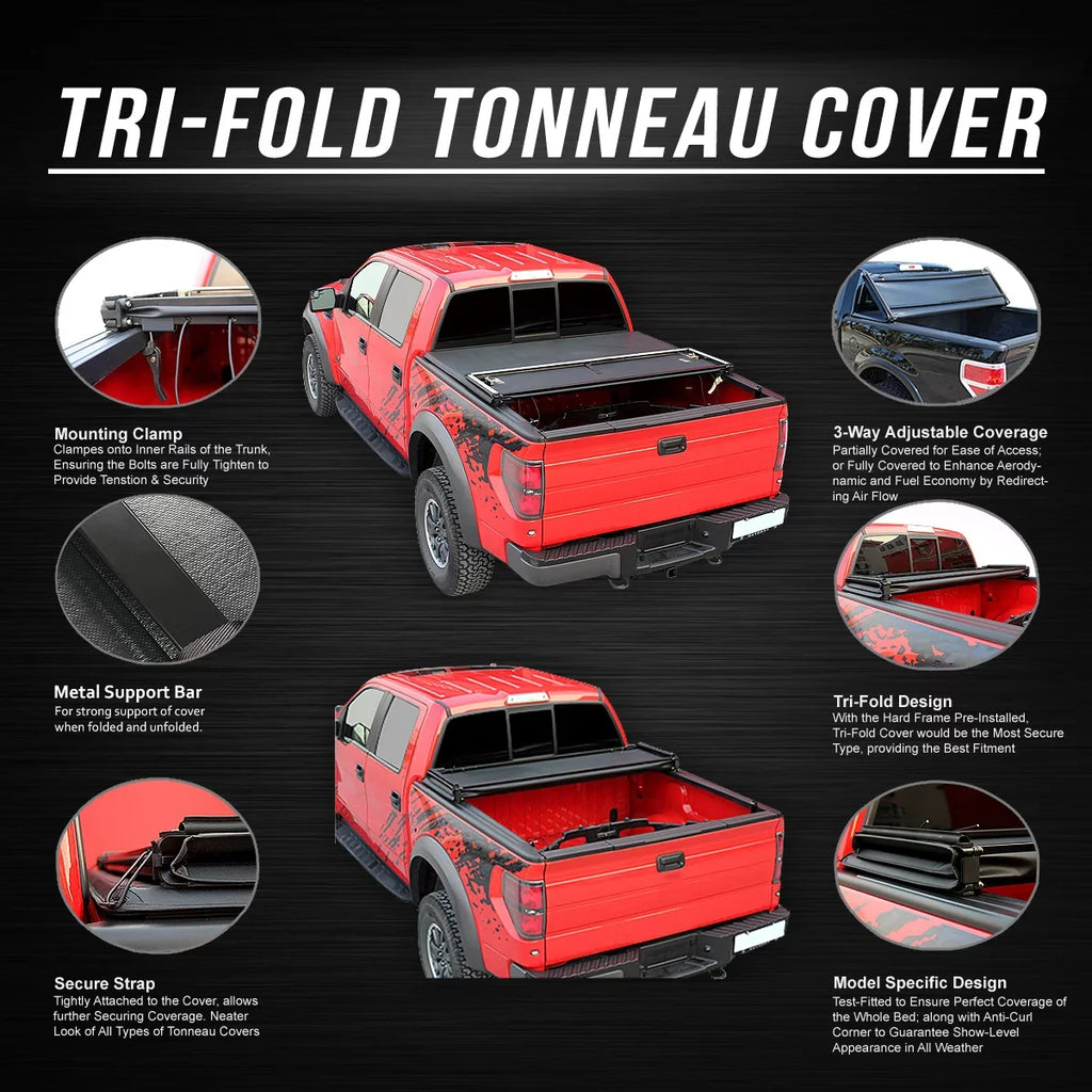 Tonneau Tri-Fold Fleetside 2022 2009 Cover Dodge 6.5Ft 2500 Matte 3500 Top to 1500 Black Bed Soft Ram For Adjustable Kit