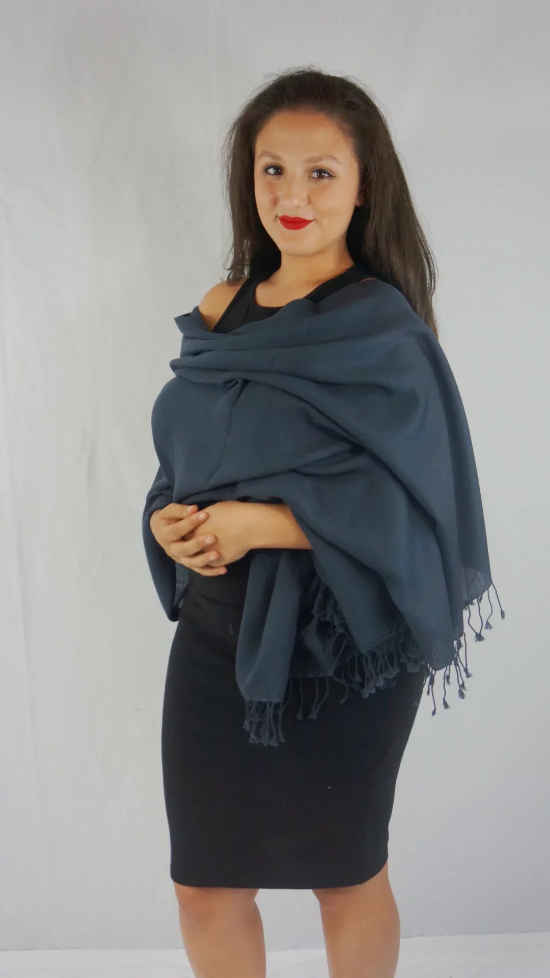 Shawl) Shawl/Shawls/Scarf/Scarves/Wrap/Stole/Muffler/Cape/Ruana/Blanket/Throw/Pashmina Charcoal Regular Shawl/Cashmere Scarf/Wool/Silk (Dark