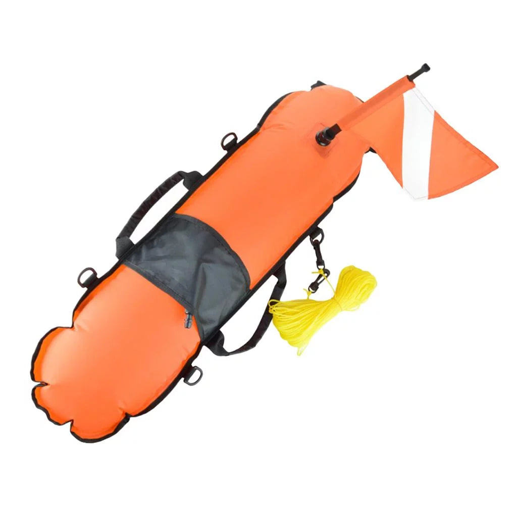 Spearfishing, , Snorkeling, Scuba with Float Visible 20m D-, Flag, Oral Inflator Diver Buoy Diving High Safety Freediving