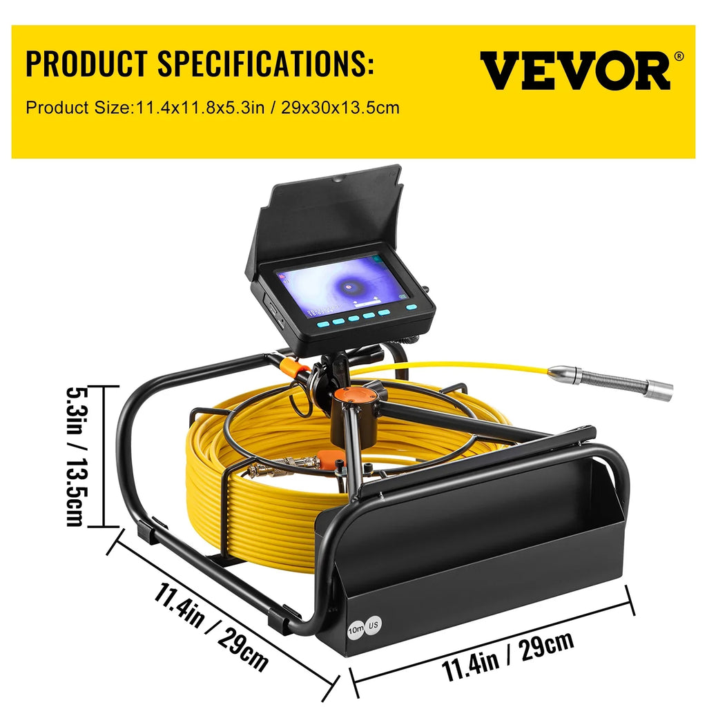 Sewer Camera LEDs Inspection Camera SKYSHALO Battery, 4.3 Cable 8500MAH Inspection Monitor Camera Camera IP68 Function Lithium 10M Waterproof TFT with Pipe Duct in. Pipeline 6PCS 32.8FT LCD DVR Screen