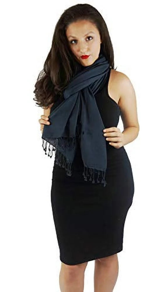 Shawl) Shawl/Shawls/Scarf/Scarves/Wrap/Stole/Muffler/Cape/Ruana/Blanket/Throw/Pashmina Charcoal Regular Shawl/Cashmere Scarf/Wool/Silk (Dark