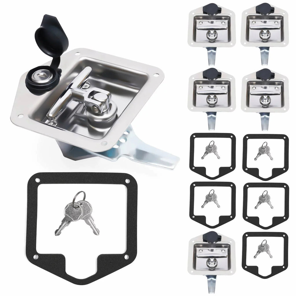 of Stainless Set Steel Keys Latch T-handle 6 Door Lock 12 Box RV w/ Tool Folding