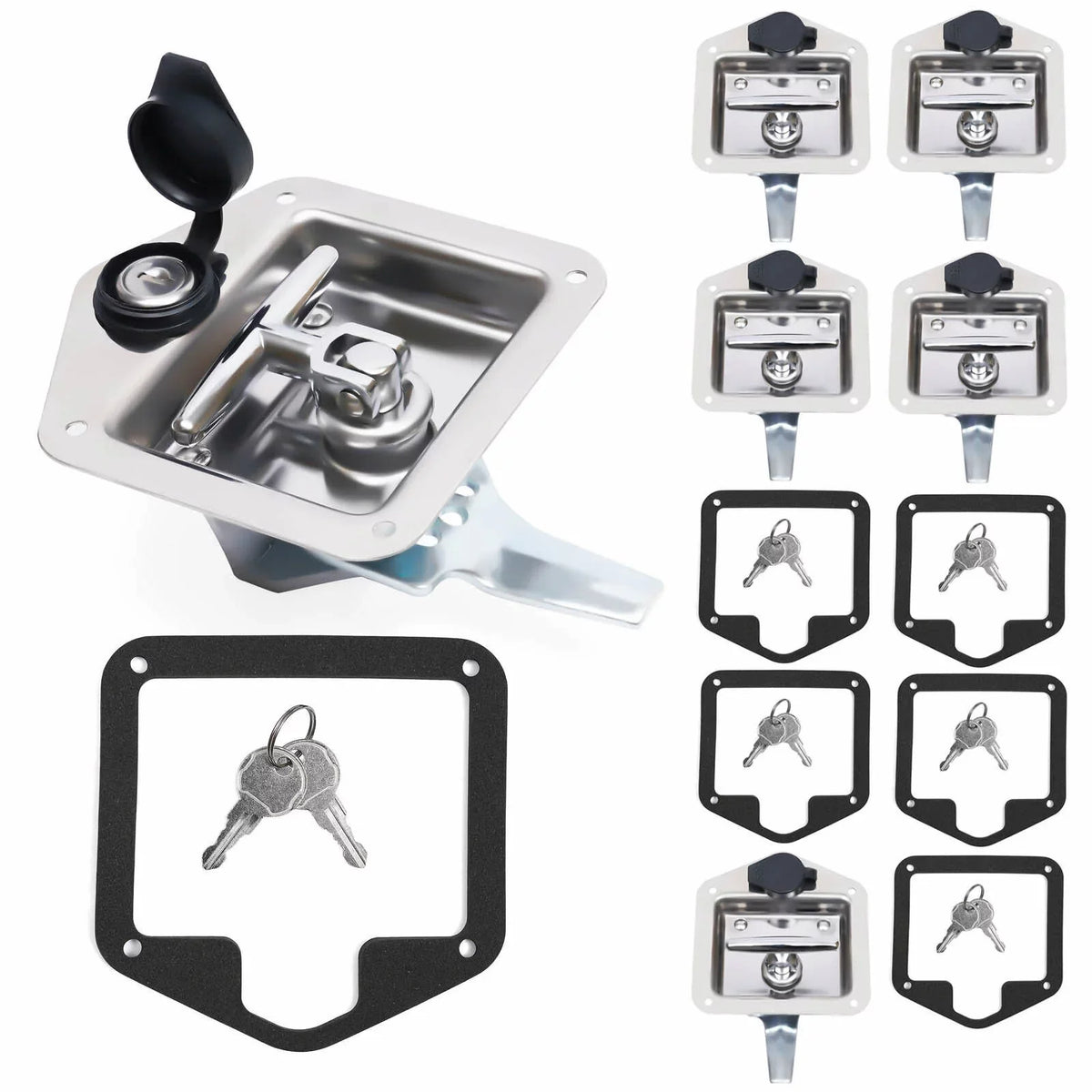 of Stainless Set Steel Keys Latch T-handle 6 Door Lock 12 Box RV w/ Tool Folding