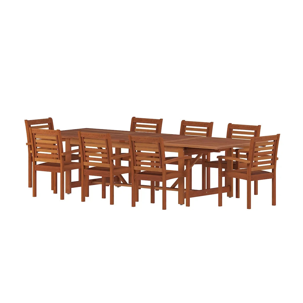 Rectangular Seating Eucalyptus Dining Amazonia 9-Piece Capacity: Set, Brooks Extendable 8 Patio