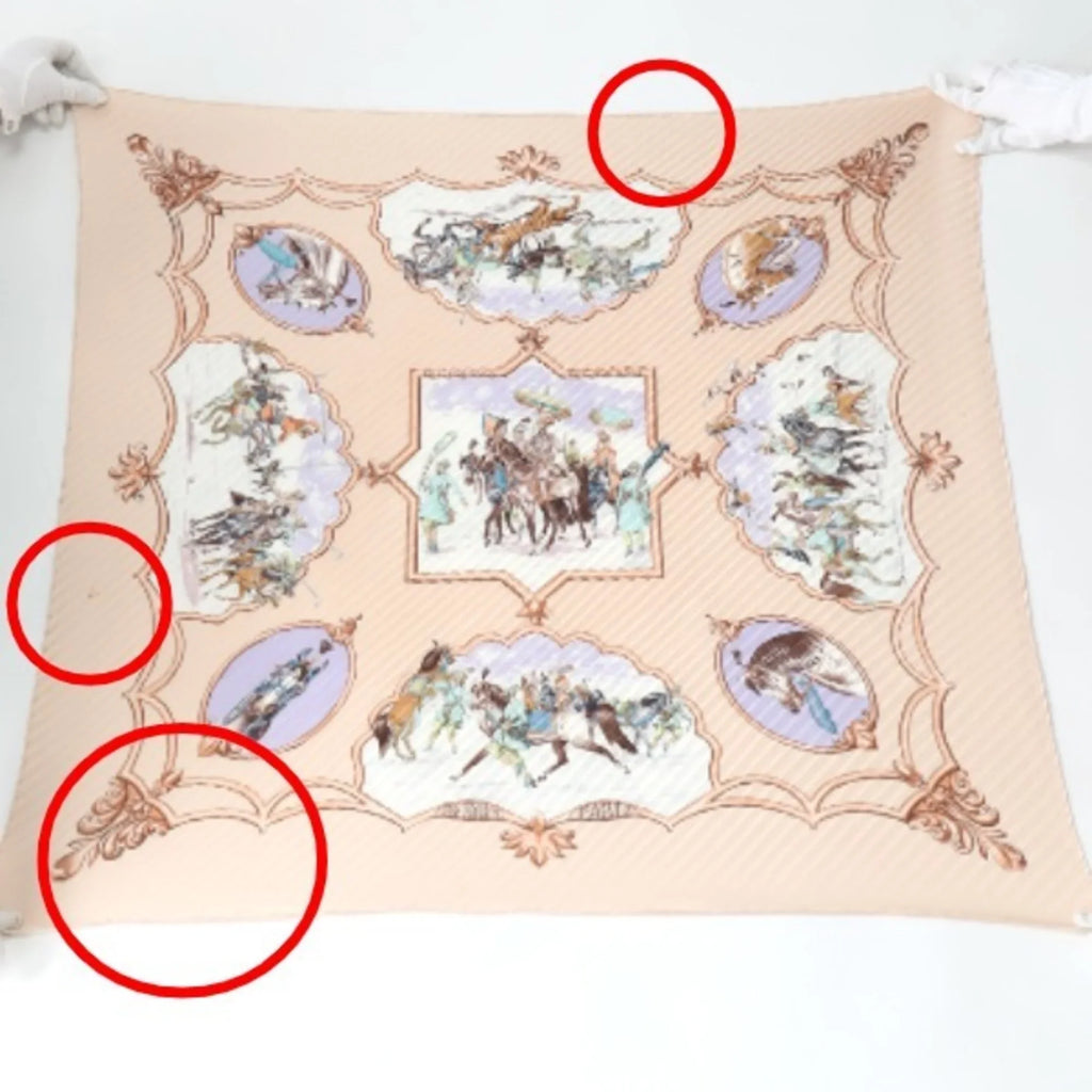 Hermes Beige Pre-Owned Horse Carre Scarf HERMES Pink (Fair) Pattern Pleated