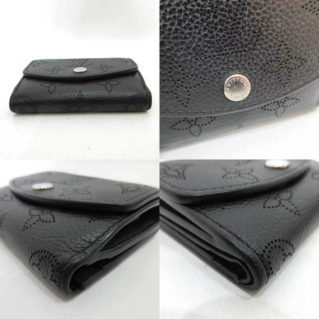 M67498 Louis Noir Mahina Black Mini XS Vuitton Ilysse LOUISVUITTON Wallet Trifold Monogram (Good) Portofeu Pre-Owned Women's