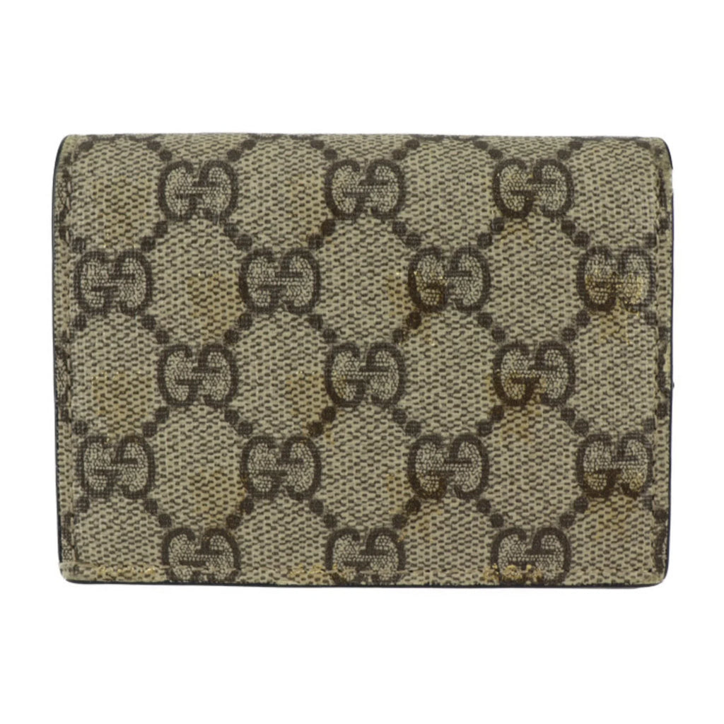 Brown GUCCI Bifold Bee Leather Gucci Beige Black Gold Canvas GG (Good) BEE Supreme Pre-Owned 508757 Compact Wallet