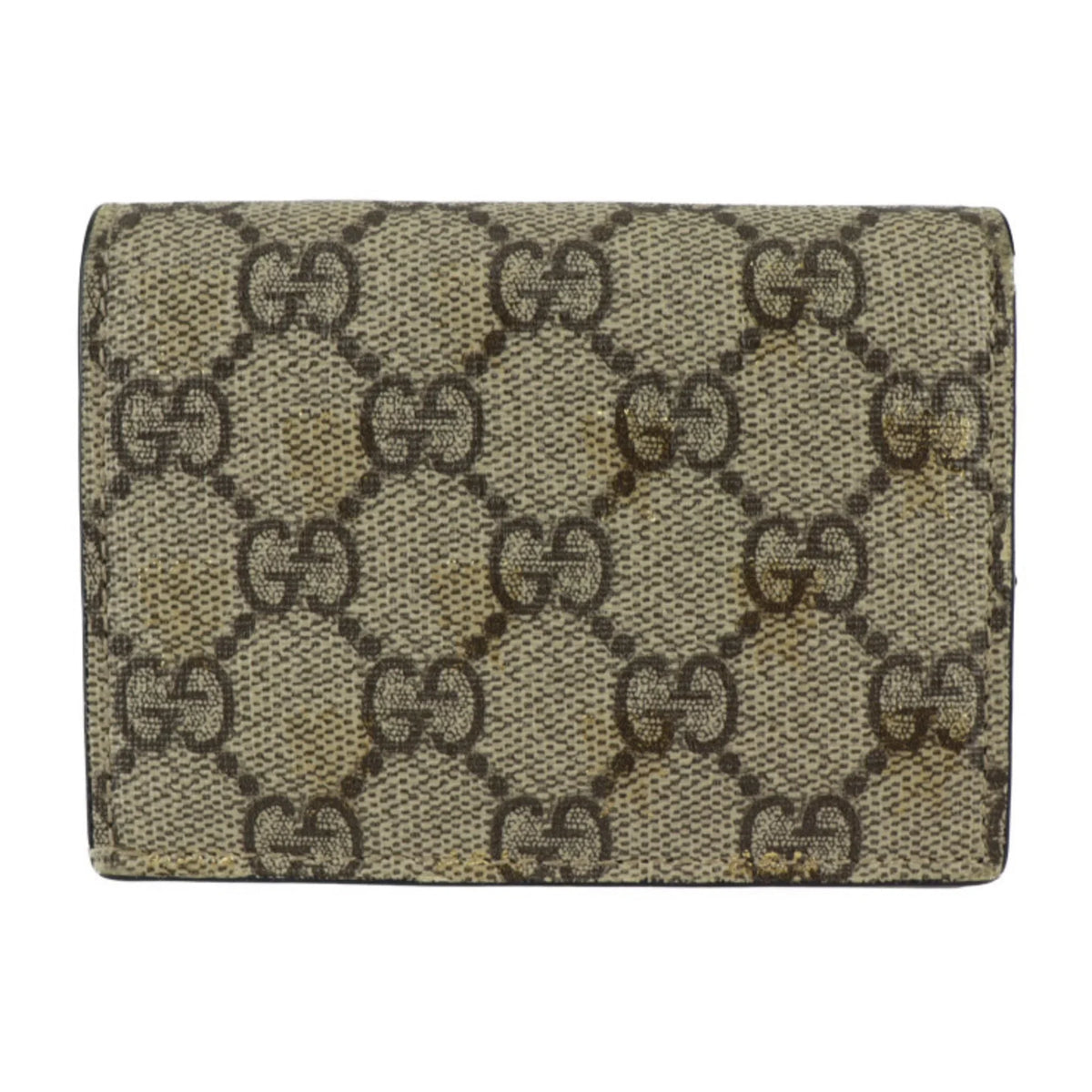Brown GUCCI Bifold Bee Leather Gucci Beige Black Gold Canvas GG (Good) BEE Supreme Pre-Owned 508757 Compact Wallet
