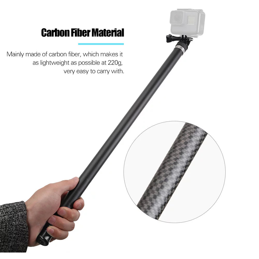 for Monopod Stick Fiber 5 Long OSMO Handheld 11109876Hero Selfie Extendable for 2.7M106 Replacement Replacement Black(2018) R Carbon Hero One Ultra Pole Action Lightweight Inch