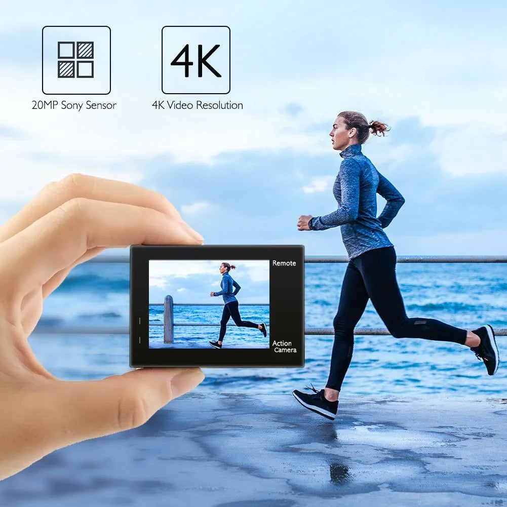 with Waterproof Sports 20MP Wi-Fi Camera (Black) AKASO 4 4K Full HD Action Brave