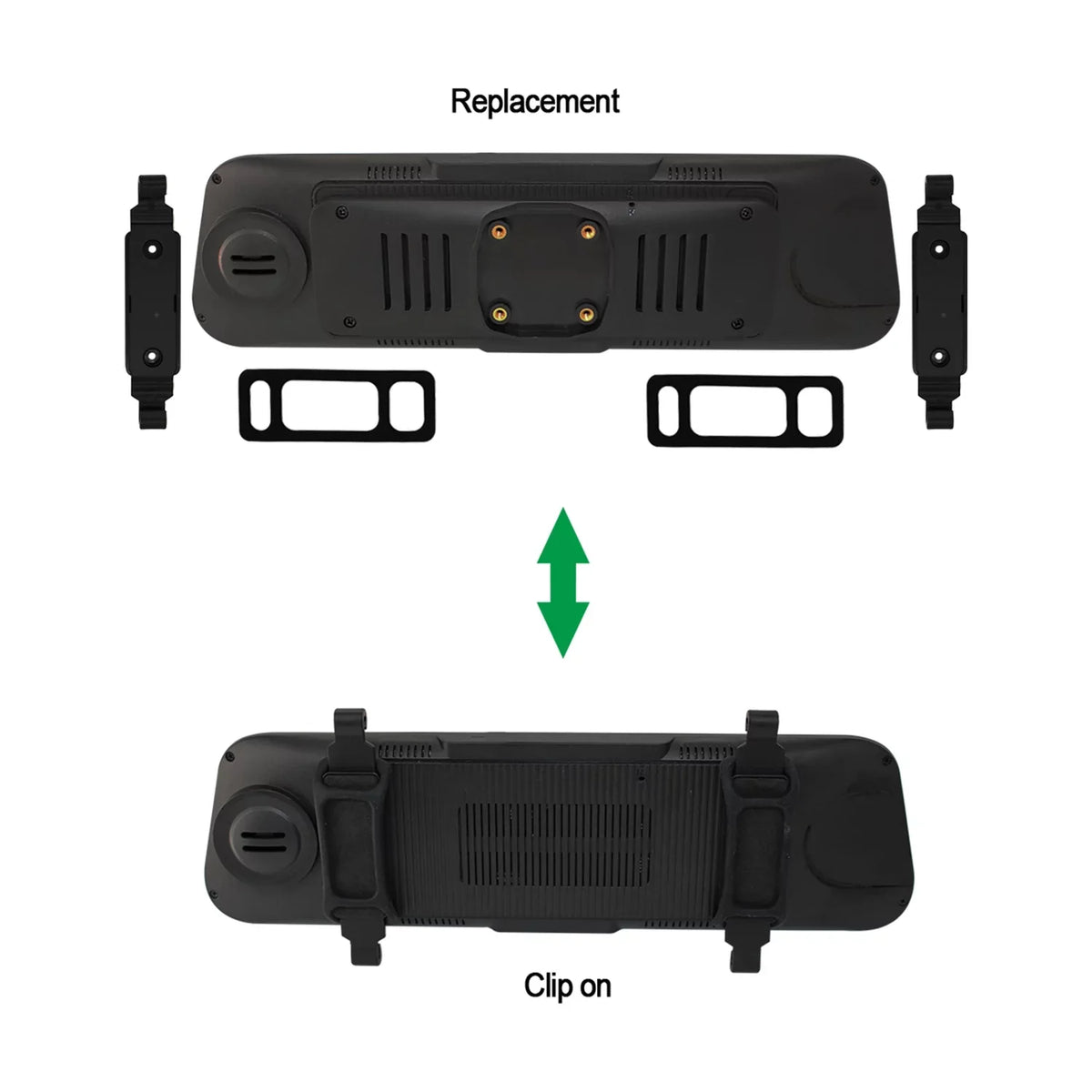BOYO Dual LCD Vision Options, Mounting - Mirror VTM96M, with Monitor Black, VTM96M Full-Screen Rearview 9.6-In.