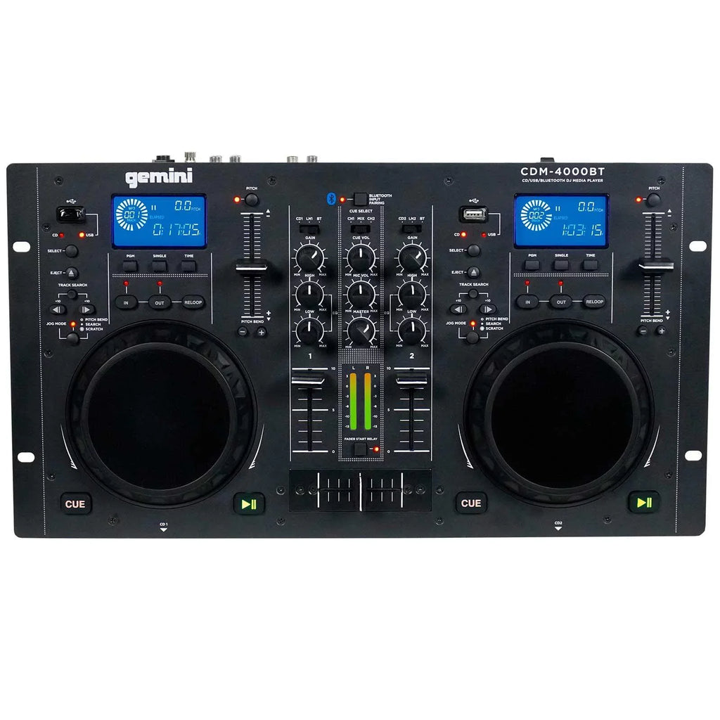 CD/MP3/USB Speaker Player AS-1500P & Bluetooth with 15" CDM-4000BT Gemini Active Woofers Media Package DJ
