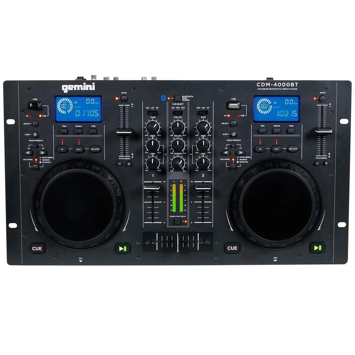 CD/MP3/USB Speaker Player AS-1500P & Bluetooth with 15" CDM-4000BT Gemini Active Woofers Media Package DJ