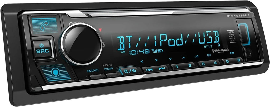 Compatible in Amazon Multi USB Car LCD, Port, Player, DIN Single Color Alexa, Radio, Stereo Face, SiriusXM MP3 with Built AM/FM with KMM-BT332U Tuner Bluetooth Detachable