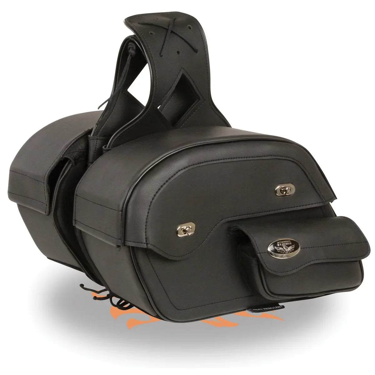 Milwaukee MP8306 Saddle Over Bags Cruiser Black Style Slant Leather Large Throw