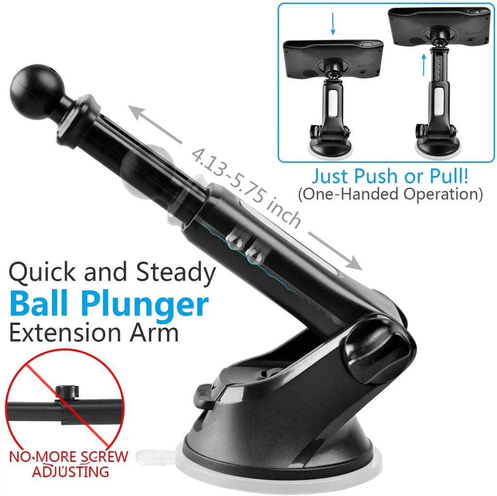for Telescopic GPS Suction Mount Windshield [Quick Mount 2), GPS Dashboard Dash Garmin Cup (Set Arm] of Extension