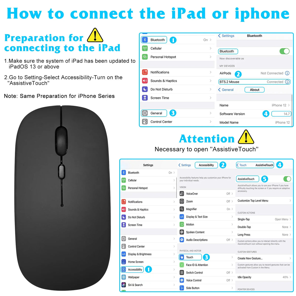Black Full-Size and Ergonomic 30 ZTE Onyx 5G and Pro Enabled All - Bluetooth for Keyboard Mouse Keyboard Bluetooth Ultra and Axon Combo Mouse Slim Mac/Tablet/iPad/PC/Laptop Rechargeable