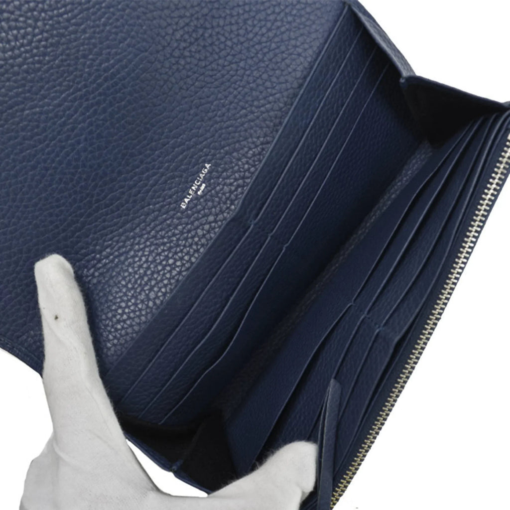 BALENCIAGA navy long (Good) women's leather Balenciaga wallet Pre-Owned folio