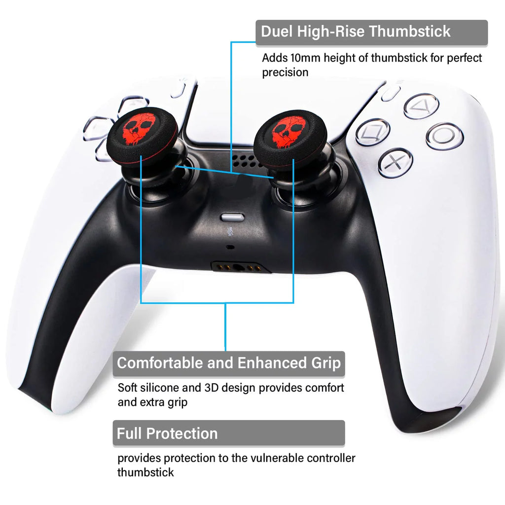 Controller Cover Extender Printing for Silicone (Ghost Sets Rubber & PS4 Playrealm & Thumbstick Red) FPS Dualsenese PS5 Grip 2