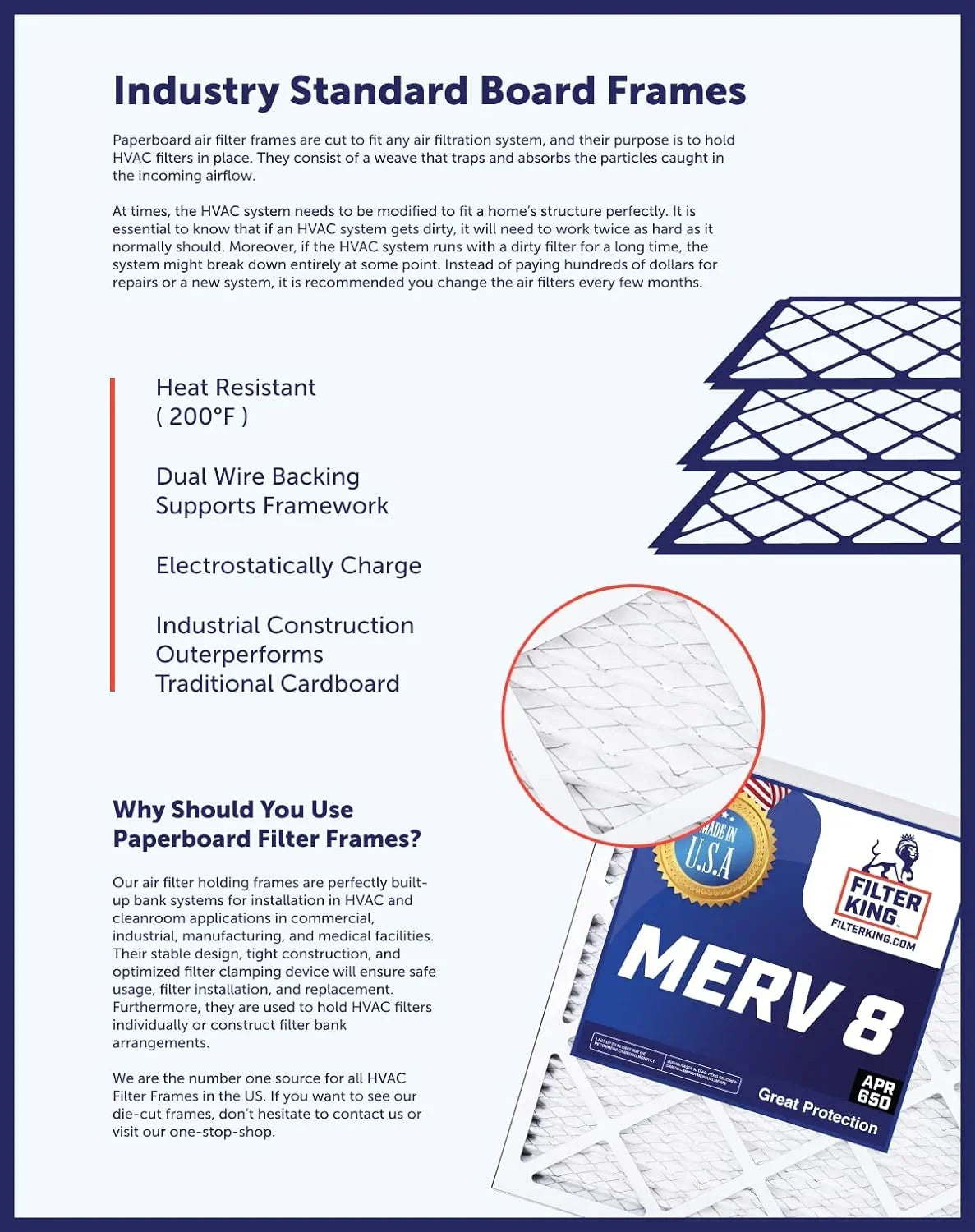 8 MERV 8.5 King MADE Filters Filter x | Furnace 24.5 .75" Air 4-PACK Filter 24.5x8.5x1a | Size: Actual HVAC | IN x USA Pleated | A/C