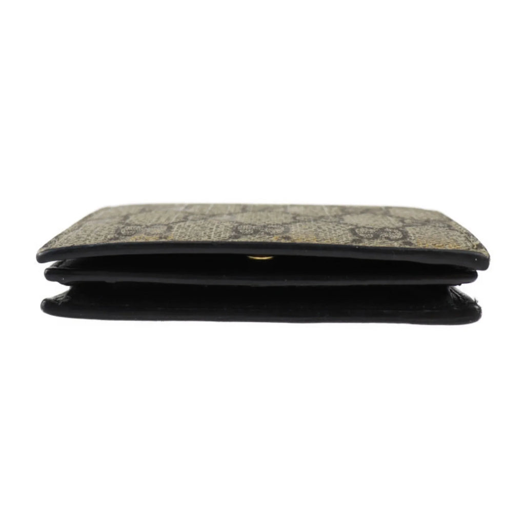 Brown GUCCI Bifold Bee Leather Gucci Beige Black Gold Canvas GG (Good) BEE Supreme Pre-Owned 508757 Compact Wallet