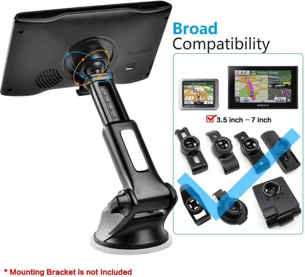 for Telescopic GPS Suction Mount Windshield [Quick Mount 2), GPS Dashboard Dash Garmin Cup (Set Arm] of Extension