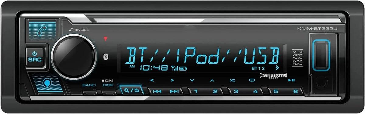 Compatible in Amazon Multi USB Car LCD, Port, Player, DIN Single Color Alexa, Radio, Stereo Face, SiriusXM MP3 with Built AM/FM with KMM-BT332U Tuner Bluetooth Detachable