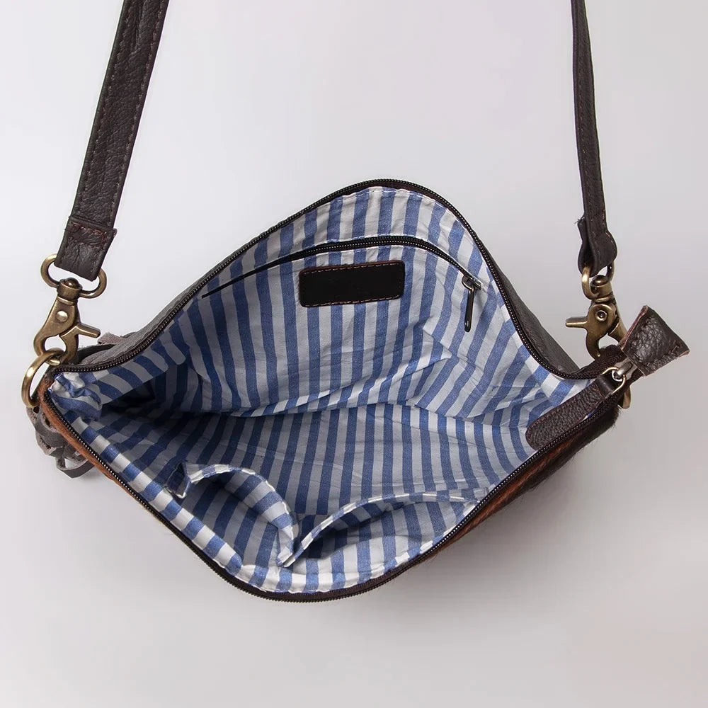 Tooled purse Hand handbag OHLAY HOBO western Genuine Hair-on Leather bag women KB KBK101