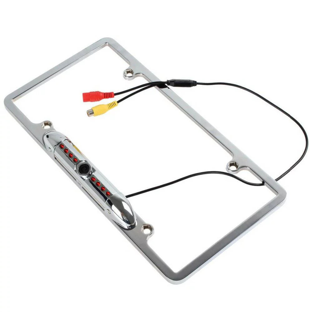 Vision Backup Camera Frame NEW RearView CMOS Plate Night Car License 12V IR 8 US