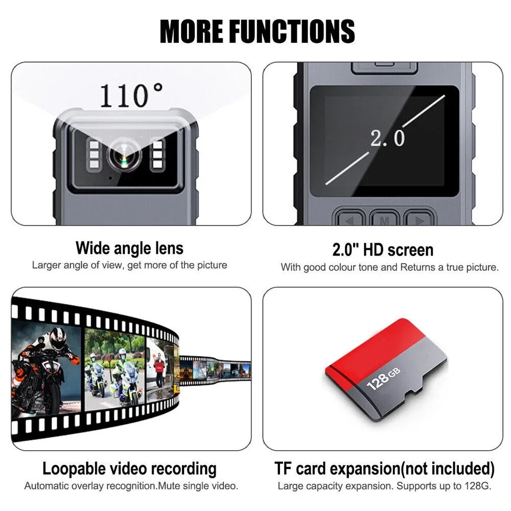Camera Mini WiFi Night - Audio and 1080P DVR Connectivity Vision with Video Body Camcorder JahyShow