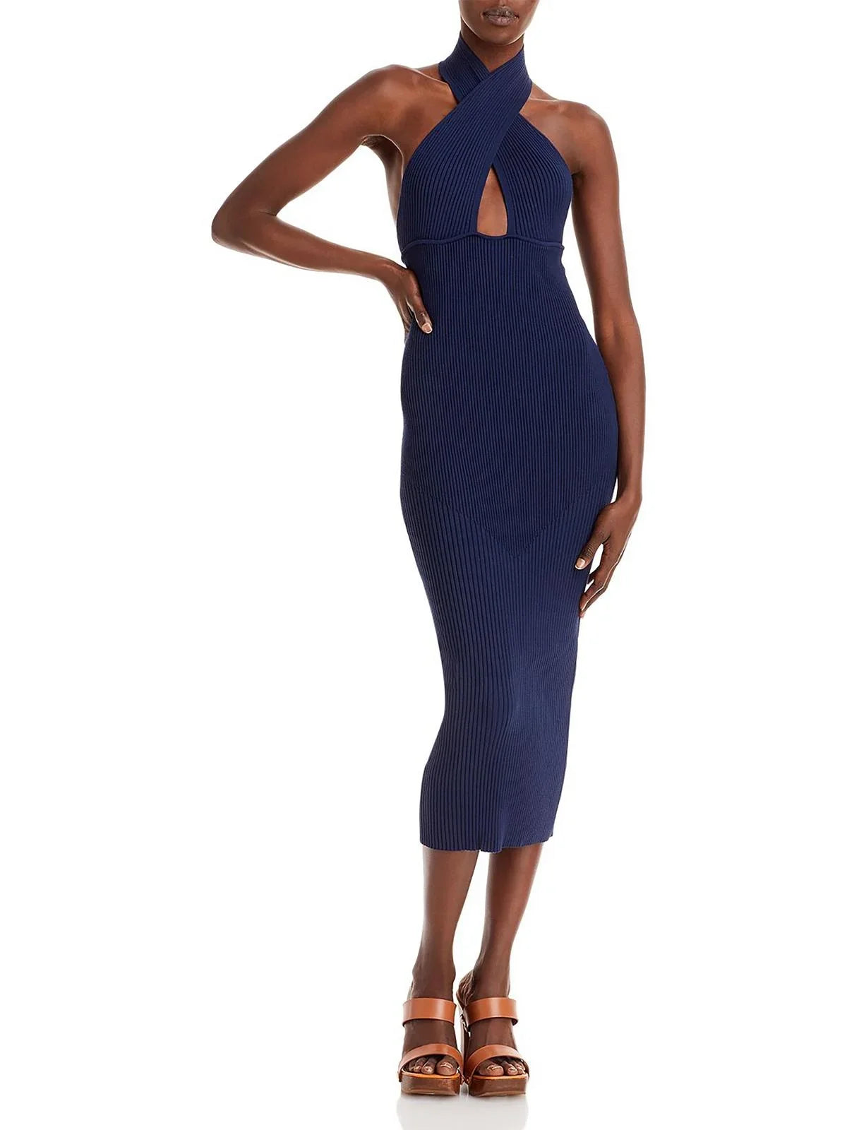 Ramy Cut Brook Dress Out Ribbed Womens Bodycon