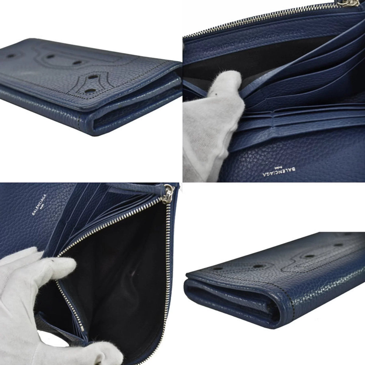 BALENCIAGA navy long (Good) women's leather Balenciaga wallet Pre-Owned folio