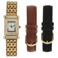 Bands 691G Crystal-Accented Interchangeable Peugeot Two Gold-Tone Women's with Leather Watch