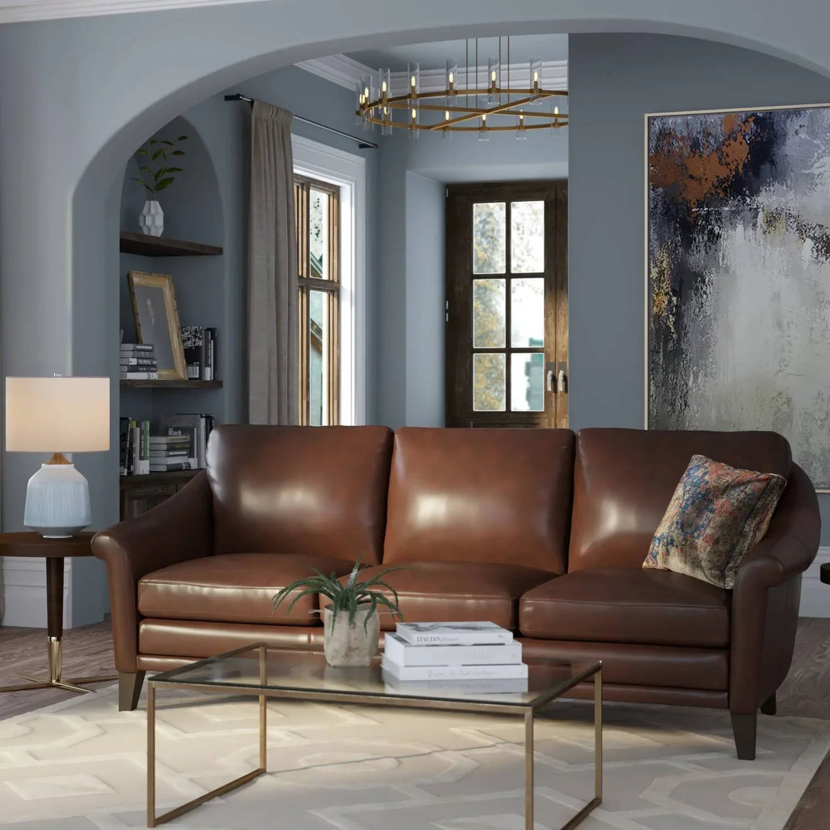 Homestock 1 Modern Midcentury Style Sofa Genuine Seaside
