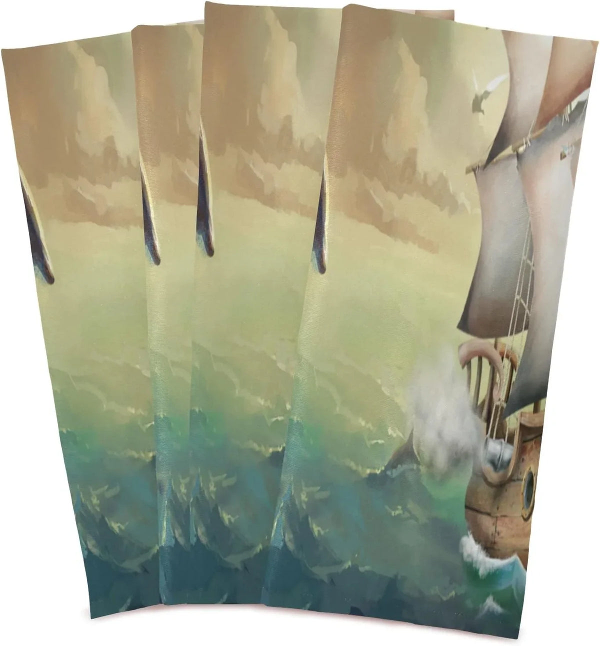 Sailboat Dish Set Towels with Summer Drying Jumping Loop, Cloth Dolphins Absorbent Kitchen 6 Tea and for Ocean Hanging of Towel Cleaning 18"x28"Lint-Free Wiping Kitchen