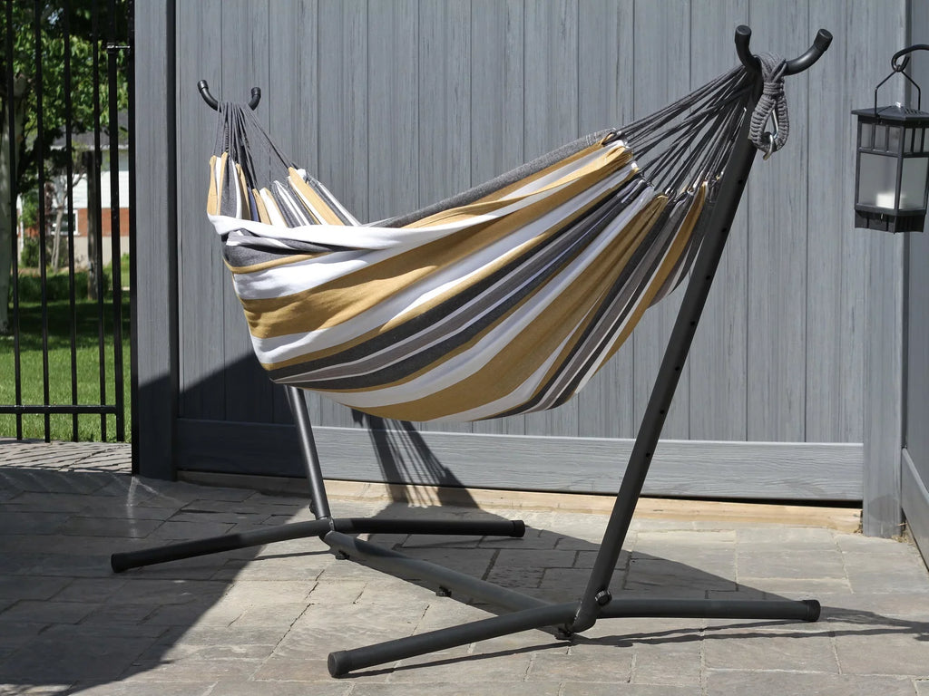 Gold Hamptons Style 110” Steel Hammock Hammock and Striped Collection The with Brazilian Grey a