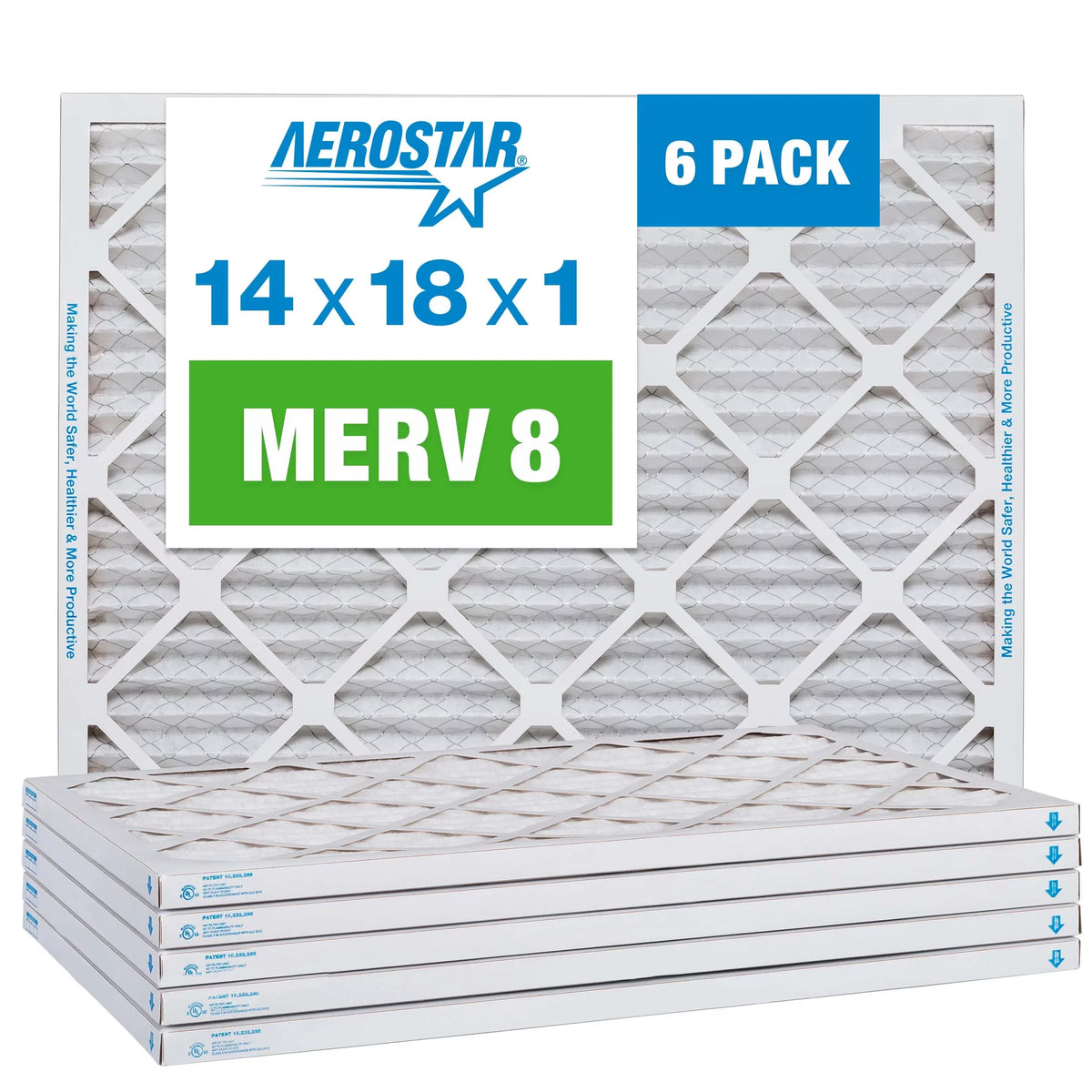 Air 14x18x1 Furnace Pack Air AC Filter, MERV Aerostar 8 6 Pleated Filter,