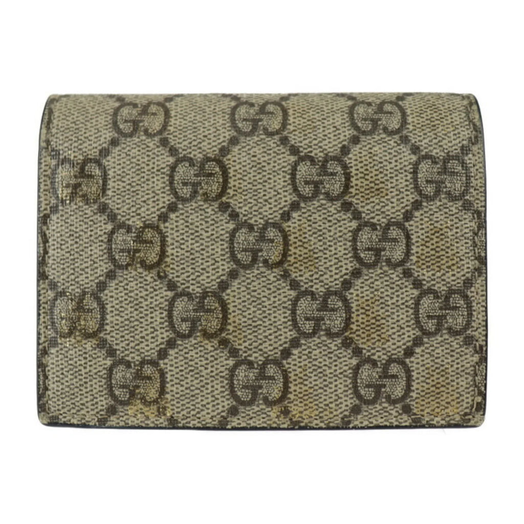 Brown GUCCI Bifold Bee Leather Gucci Beige Black Gold Canvas GG (Good) BEE Supreme Pre-Owned 508757 Compact Wallet