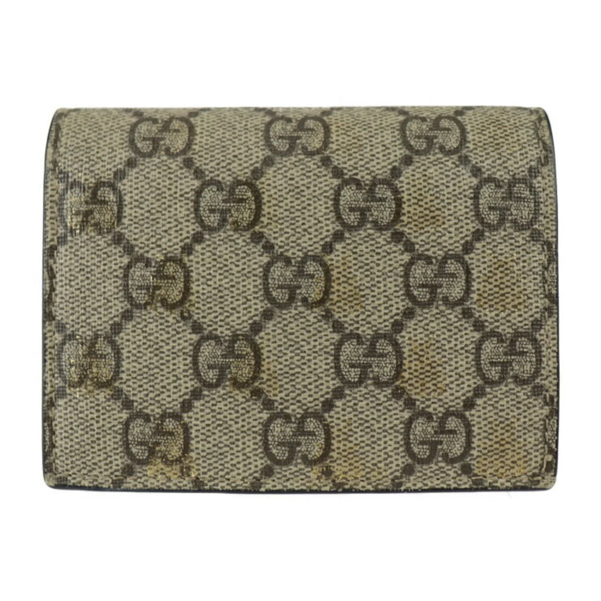 Brown GUCCI Bifold Bee Leather Gucci Beige Black Gold Canvas GG (Good) BEE Supreme Pre-Owned 508757 Compact Wallet