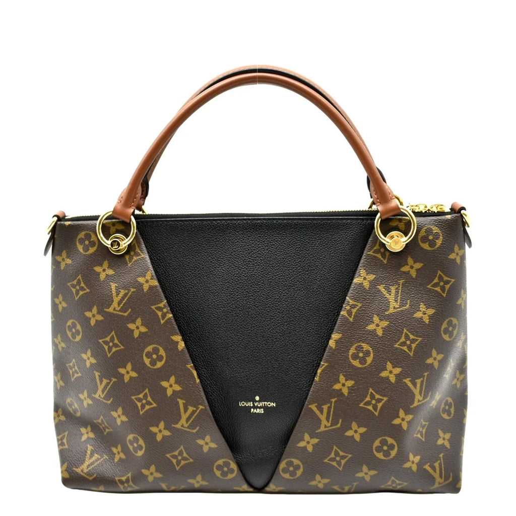 Black Monogram Leather Bag LOUIS Hobo MM VUITTON V Pre-owned