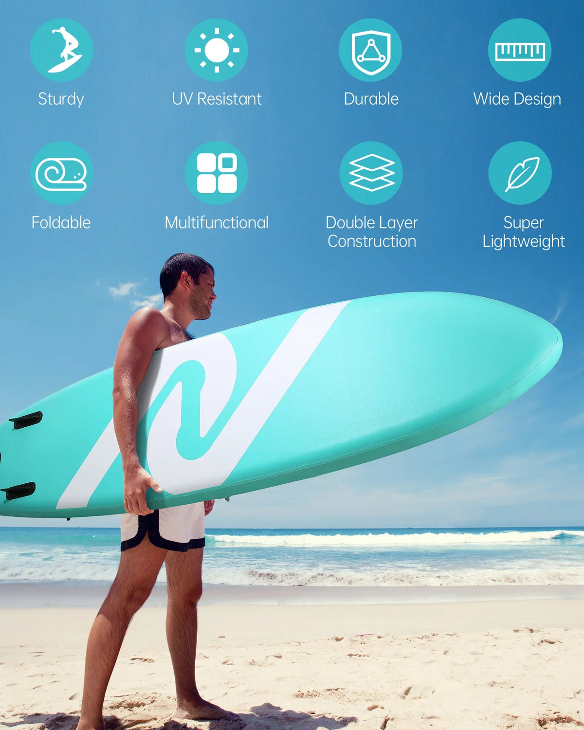 Inflatable Up SUP & Summer Stand Board 120"x30"x6" Youth Paddle Paddle for Board Board with Adults