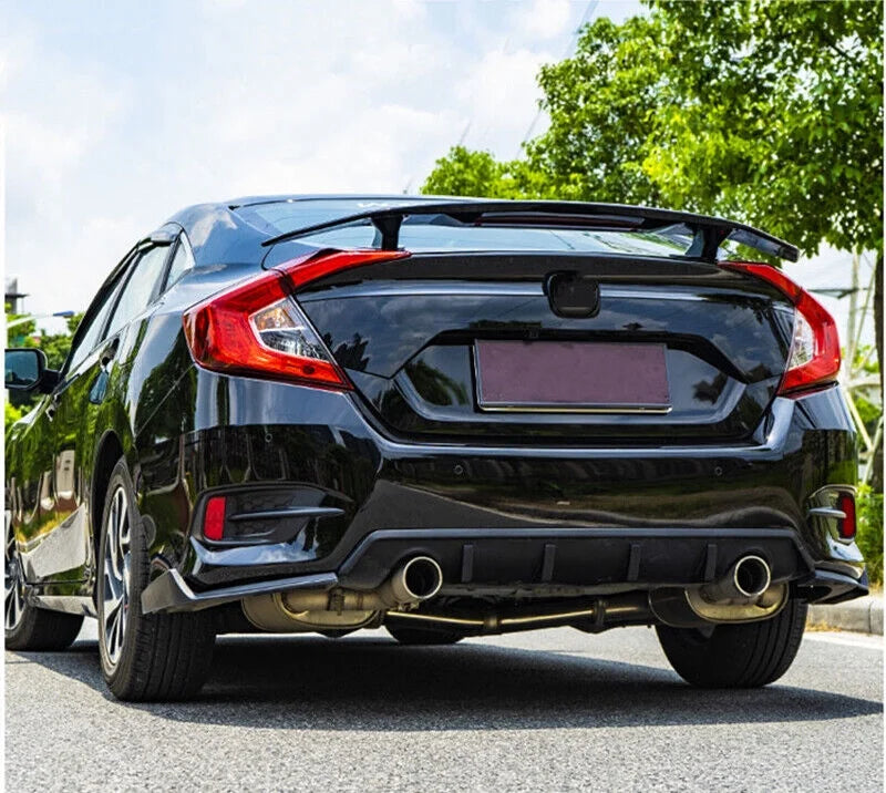 Brake Glossy Honda Sedan Light Lip Spoiler Civic Black Trunk Wing 2016-2021 For