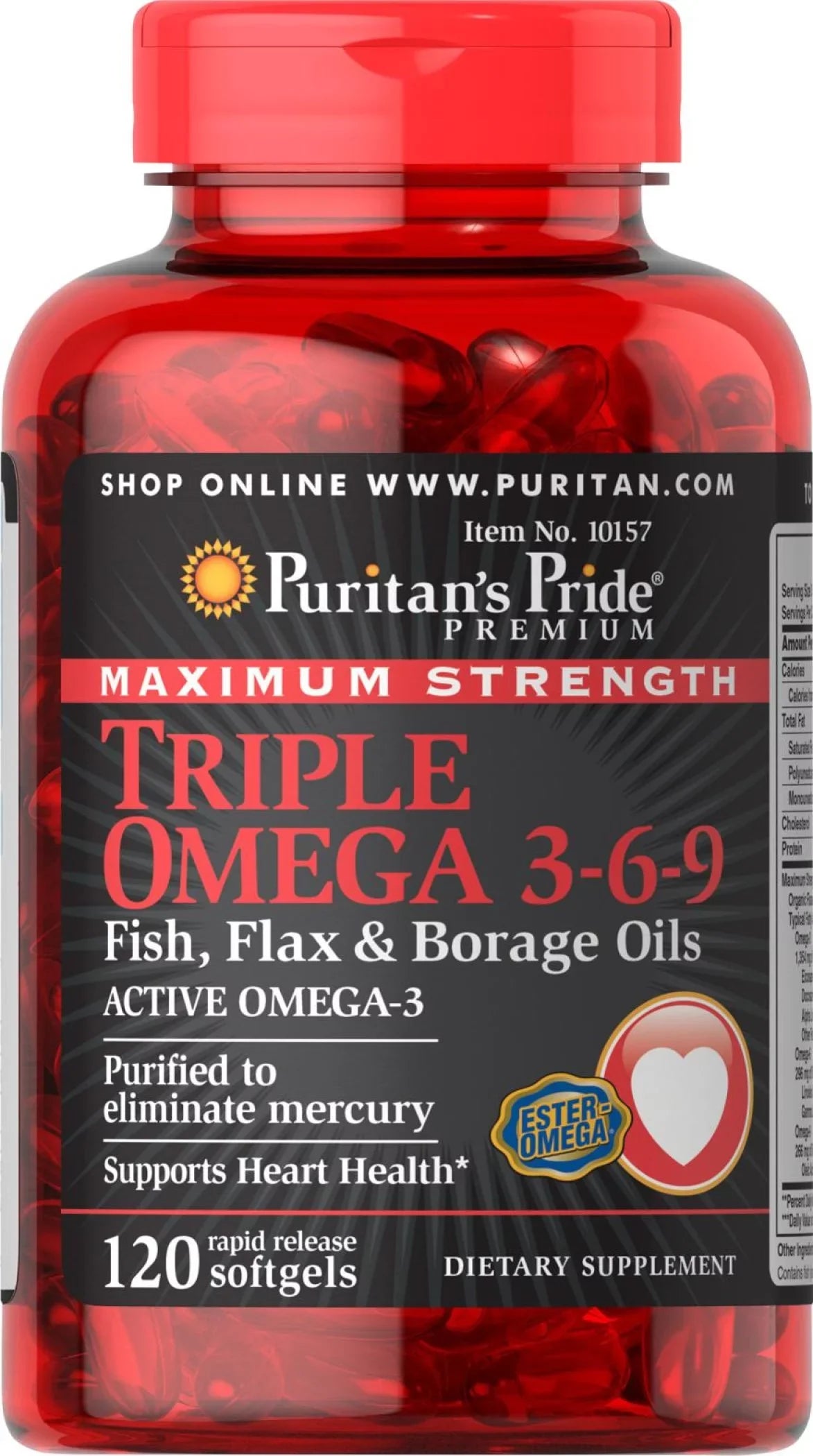 Omega Strength Fish, Puritan's Triple Flax Oils Pride Maximum 3-6-9 Borage &