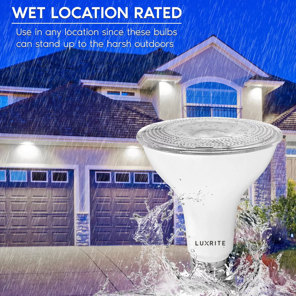Bulb Luxrite PAR30 Wet 6-Pack Cool Rated 850 Listed 4000K White 11W Dimmable Flood Light E26 LED Lumens UL Base