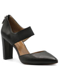 Padded Stretch Zip-Up Block Toe Mary Jane ADRIENNE Pointed M Dress Pumps Heel Womens Leather 7 Black VITTADINI Norst Shoes
