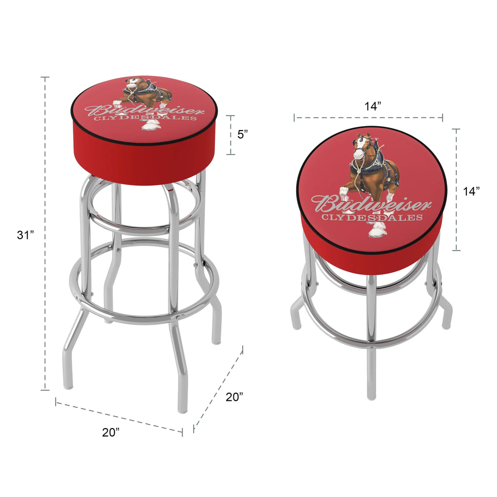 Bar - Swivel Red Stool Padded Budweiser Clydesdale